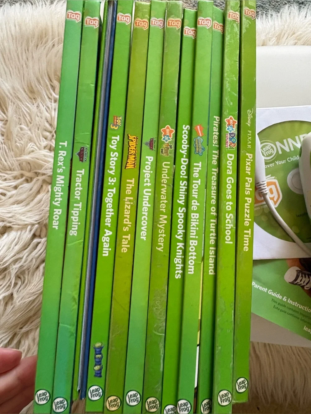 Leapfrog Tag Pen Reader 12 Books Case Cord CD Bundle Lot Reading System Learning